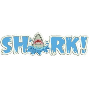 Splashing Shark Applique Machine Embroidery Design Digitized