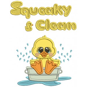 Squeaky Clean Rubber Duck Taking a Bath Applique Machine Embroidery Design Digitized Pattern