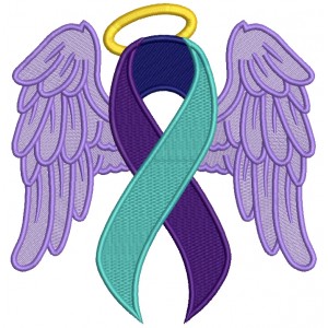 Suicide Awareness Ribbon With Wings Filled Machine Embroidery Design Digitized Pattern