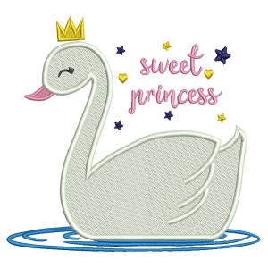 Sweet Princess Swan Filled Machine Embroidery Design Digitized Pattern