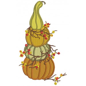 Three Pumpkins Stacked One On To Of The Other Thanksgiving Filled Machine Embroidery Design Digitized Pattern