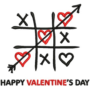 TicTac Toe Happy Valentines Day Filled Machine Embroidery Design Digitized Pattern