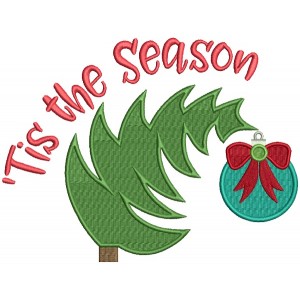 Tis The Season Christmas Ornament Filled Machine Embroidery Design Digitized Pattern