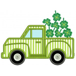 Truck Filled With Shamrocks St.Patrick's Day Applique Machine Embroidery Design Digitized Pattern