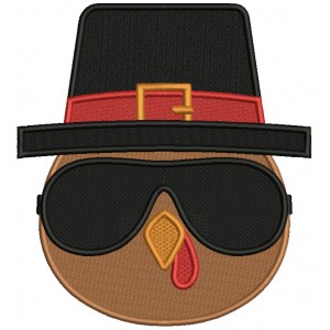 Turkey Head Wearing Sunglasses Thanksgiving Filled Machine Embroidery Design Digitized Pattern