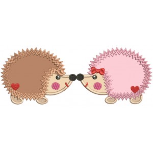 Two Hedgehogs In Love Applique Machine Embroidery Design Digitized Pattern