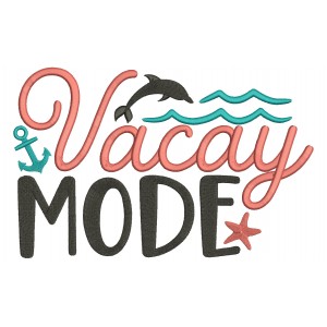 Vacay Mode Anchor And Starfish Filled Machine Embroidery Design Digitized Pattern