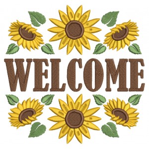 Welcome Sunflowers Fall Filled Machine Embroidery Design Digitized Pattern