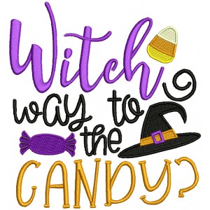 Witch Way Is The Candy Halloween Filled Machine Embroidery Design Digitized Pattern