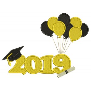 2019 Graduation Balloons Filled Machine Embroidery Design Digitized Pattern