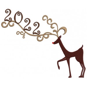 2022 New Year Deer Christmas Filled Machine Embroidery Design Digitized Pattern
