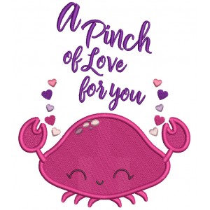 A Pinch Of Love For You Crab Valentine's Day Filled Machine Embroidery Design Digitized Pattern