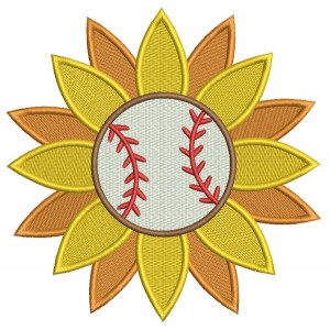 Baseball Sunflower Filled Machine Embroidery Design Digitized Pattern