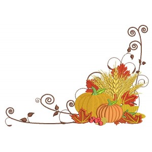 Beautiful Fall Pumpkin Arrangement Filled Machine Embroidery Design Digitized Pattern