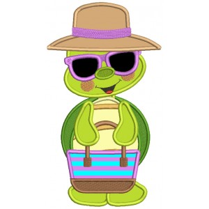 Cute Little Turtle Wearing Sunglasses Applique Machine Embroidery Design Digitized Pattern