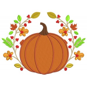 Decorative Pumpkin Fall Filled Machine Embroidery Design Digitized Pattern
