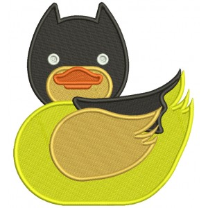 Duck Superhero Looks Like Batman Filled Machine Embroidery Design Digitized Pattern