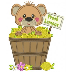 Fresh Lemonades Little Bear Applique Machine Embroidery Design Digitized Pattern