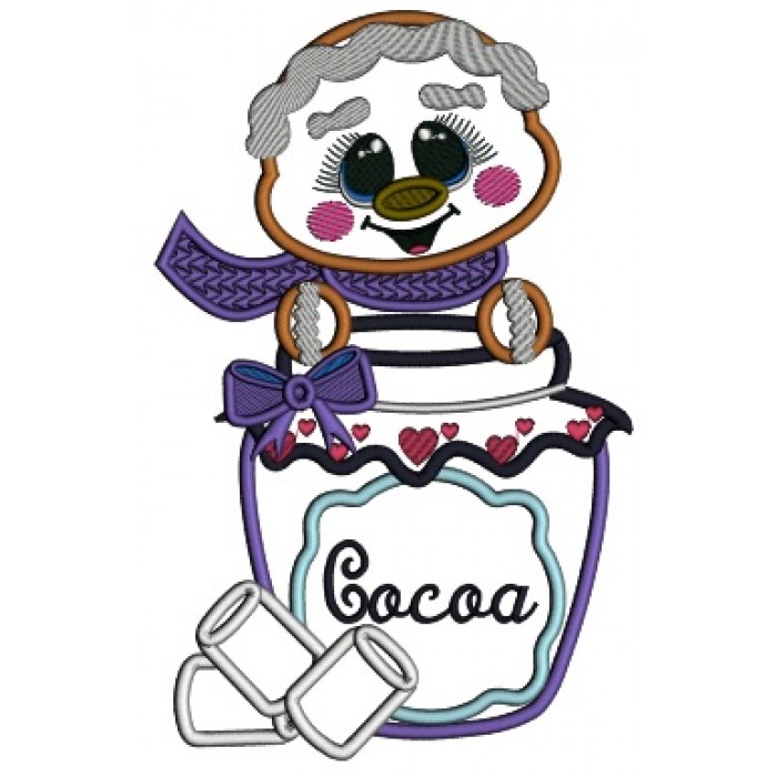Gingerbread Man With Cocoa And Marshmallow Christmas Applique Machine