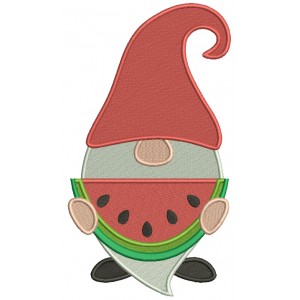 Gnome Eating Watermelon Filled Machine Embroidery Design Digitized Pattern