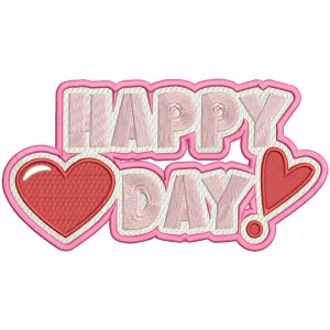 Happy Day Heart With Exclamation Point Valentine's Day Filled Machine Embroidery Design Digitized Pattern