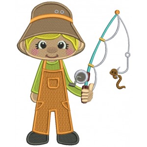 Little Boy Fisherman Filled Medical Embroidery Design Digitized Pattern