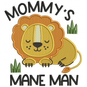 Mommy's Mane Man Elephant Filled Machine Embroidery Design Digitized Pattern