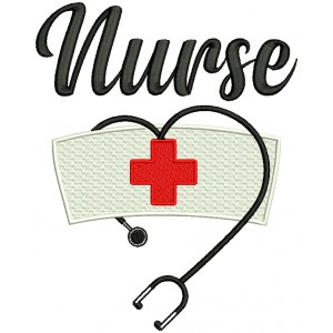 Nurse Red Cross And Stethoscope Filled Machine Embroidery Design Digitized Pattern