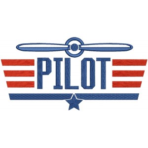 Pilot With Wings Airplane Filled Machine Embroidery Design Digitized Pattern