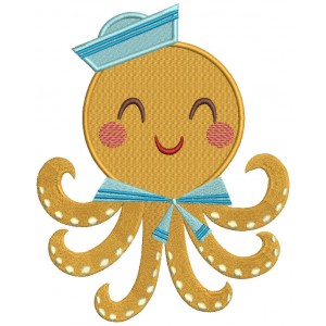 Sailor Octopus Filled Machine Embroidery Design Digitized Pattern