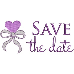 Save The Date Heart Ribbon Wedding Filled Machine Embroidery Design Digitized Pattern