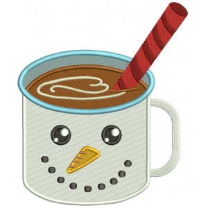 Snowman Cup Of Cocoa Christmas Filled Machine Embroidery Design Digitized Pattern