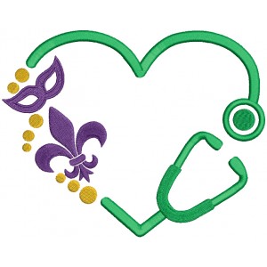 Stethoscope Nurse or a Doctor Mardi Gras Filled Machine Embroidery Design Digitized Pattern