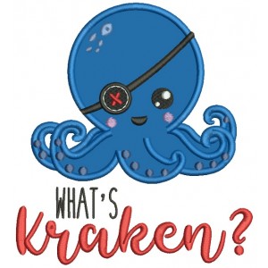 What's Kraken Pirate Octopus Applique Machine Embroidery Design Digitized