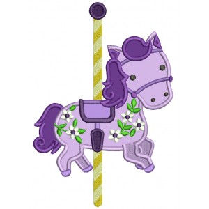 Carousel Horse Applique Machine Embroidery Design Digitized