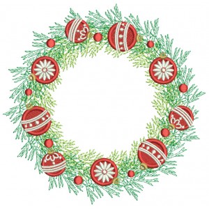 Christmas Ornaments Wreath Christmas Filled Machine Embroidery Design Digitized Pattern