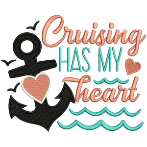 Cruising Has My Heart Boat Anchor With Heart Marine Filled Machine Embroidery Design Digitized Pattern
