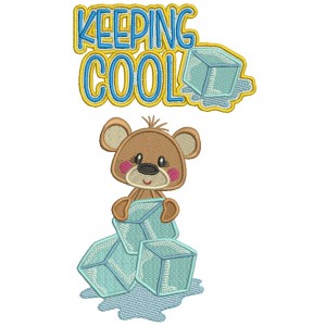 Cute Little Bear Holding Blocks Of Ice Keeping It Cool Filled Machine Embroidery Digitized Design Pattern
