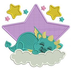 Dragon Sleeping On The Cloud Filled Machine Embroidery Digitized Design Pattern