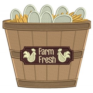 Farm Fresh Eggs In The Basket Fall Filled Machine Embroidery Design Digitized Pattern