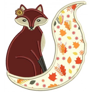 Fox With Ornate Tail Applique Machine Embroidery Design Digitized Pattern
