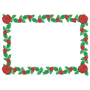 Frame With Roses And Leaves Valentine's Day Filled Machine Embroidery Design Digitized Pattern