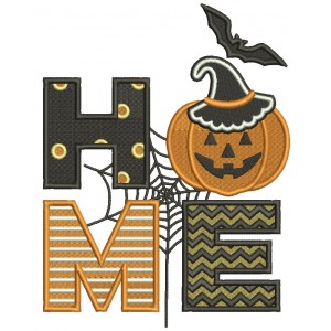 HOME Halloween Pumpkin And Spider Web Filled Machine Embroidery Design Digitized Pattern
