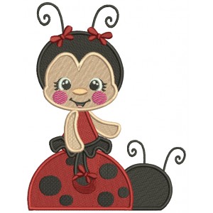 Little Ladybug Sitting On Another Lady Bug Filled Machine Embroidery Design Digitized Pattern