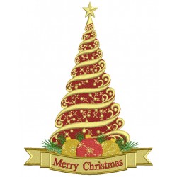 Merry Christmas Majestic Tree Filled Machine Embroidery Design Digitized Patter