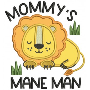 Mommy's Mane Man Elephant Applique Machine Embroidery Design Digitized Pattern
