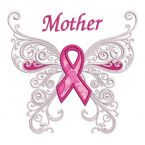 Mother Breast Awareness Ribbon Butterfly Applique Machine Embroidery Design Digitized Pattern