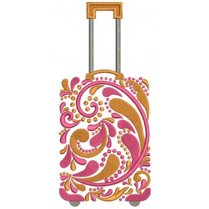 Ornate Luggage Filled Machine Embroidery Digitized Design Pattern