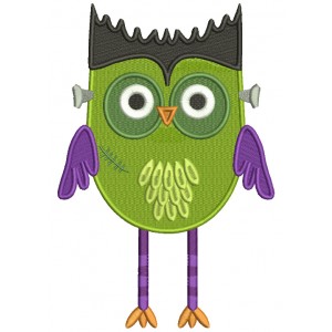 Owl Frankenstein Halloween Filled Machine Embroidery Design Digitized Pattern