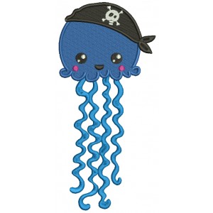 Pirate Jellyfish Filled Machine Embroidery Design Digitized